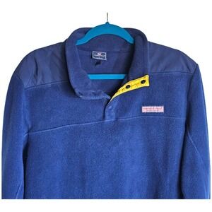Vineyard Vines Quarter Snap Blue & Yellow Pullover Polar Fleece Pullover Mens LG